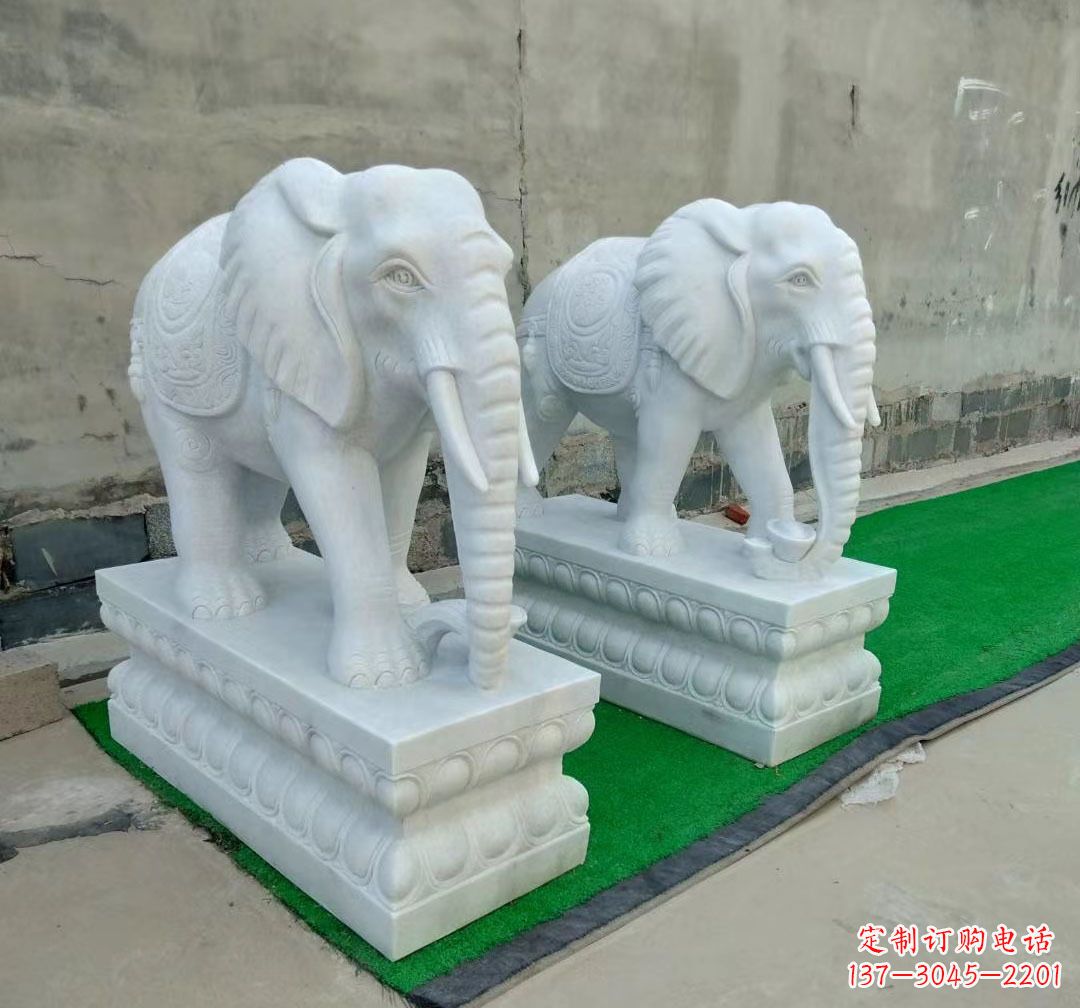 宁夏中领雕塑:精美大象汉白玉雕塑