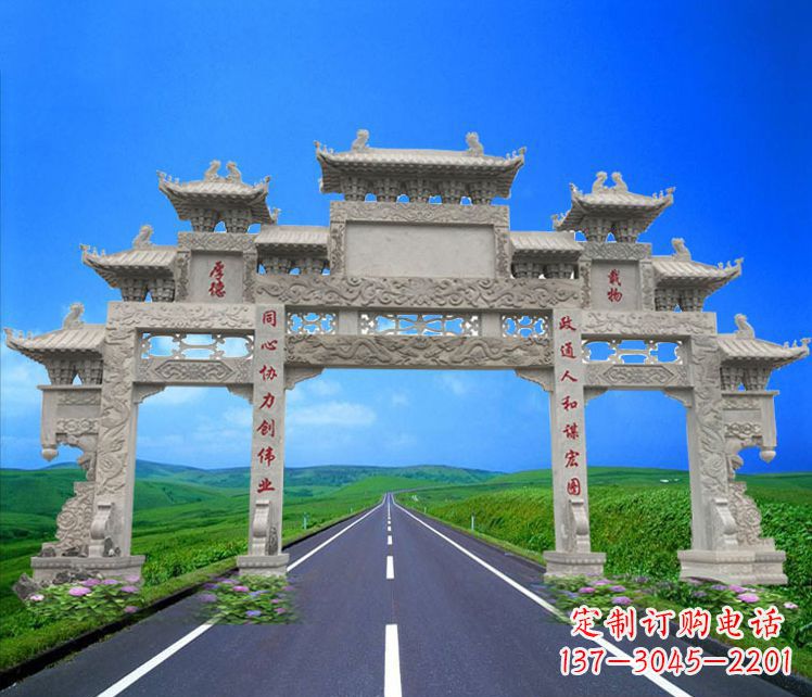 宁夏领雕塑定制大型牌楼雕塑