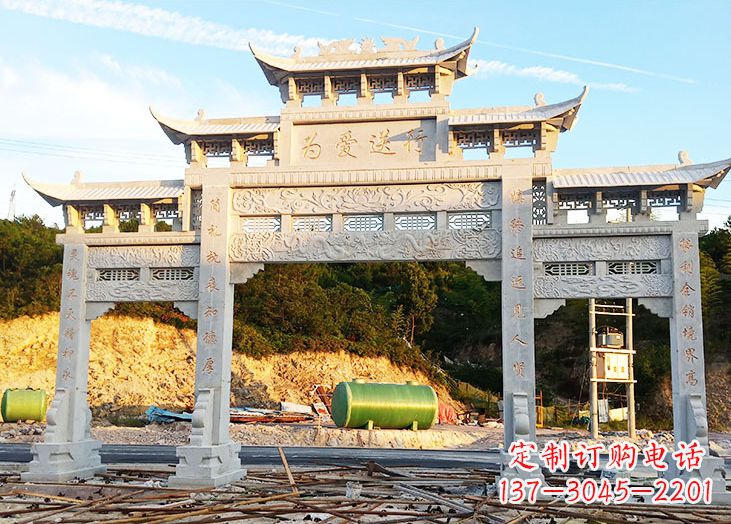 宁夏专业定制石雕道路牌坊雕塑