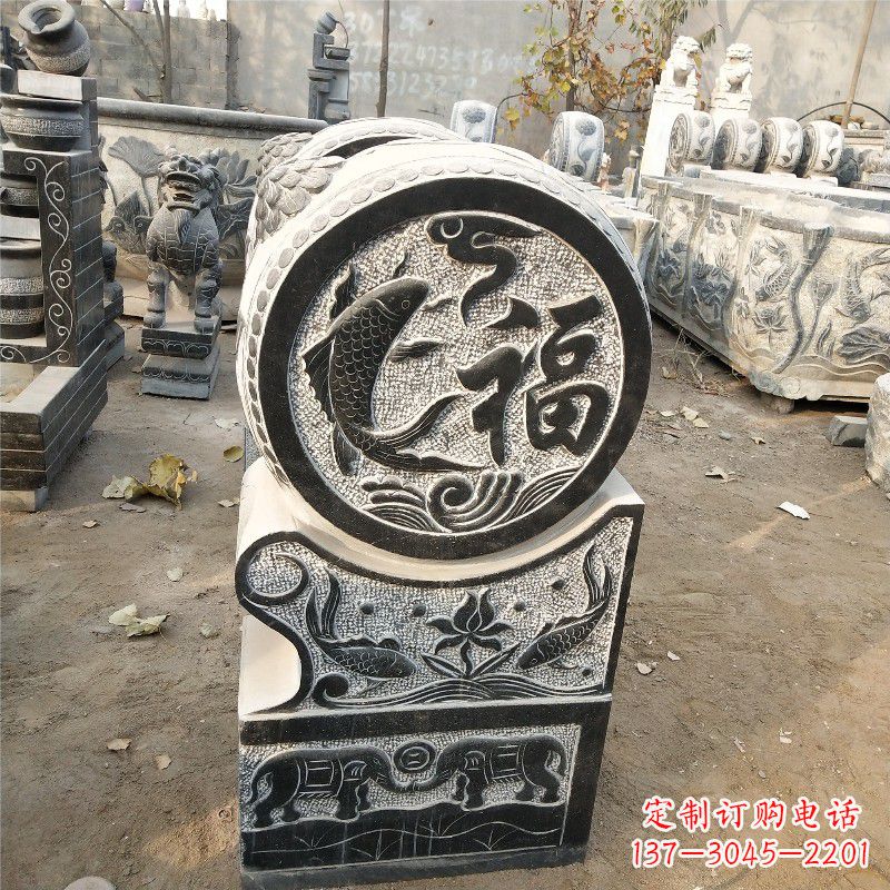 宁夏一流仿古抱鼓门墩石雕塑