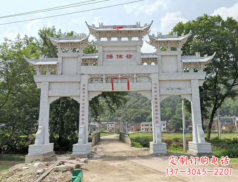 宁夏古典大气的门楼石雕雕塑