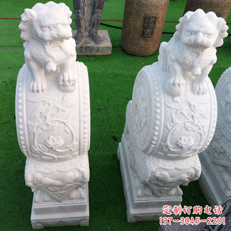 宁夏石雕青石貔貅门墩雕塑