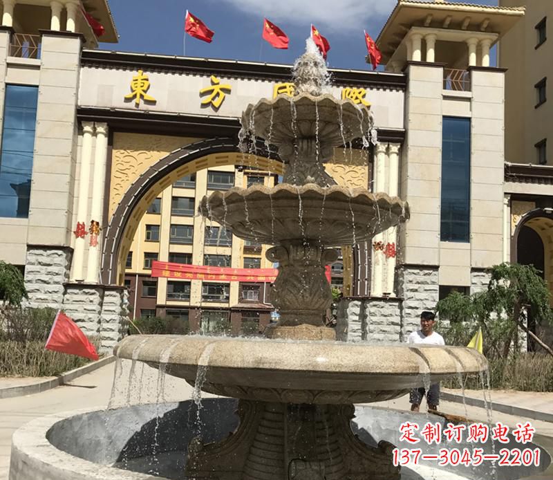 宁夏石雕小区大型喷泉雕塑