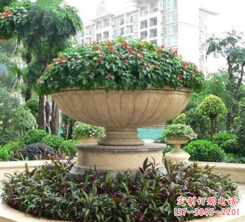 宁夏石雕小区花盆