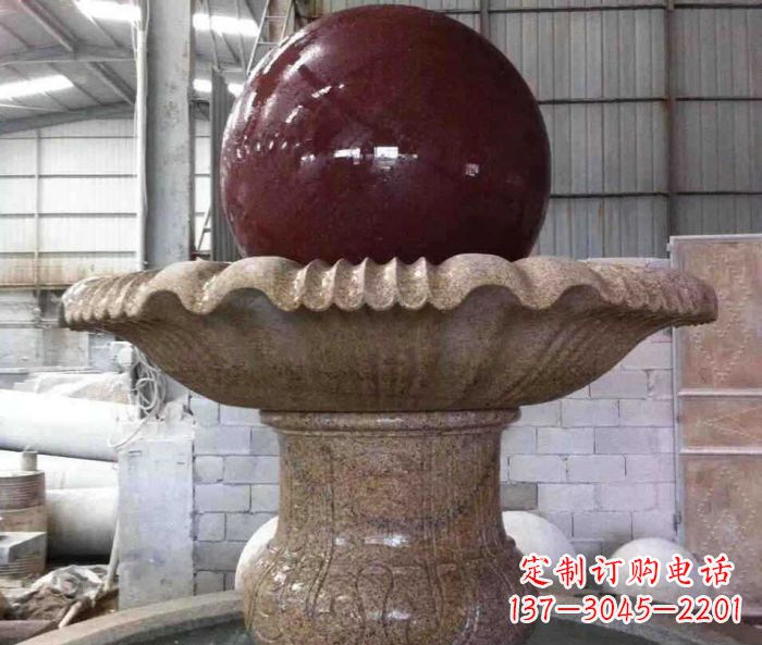 宁夏石来运转小型风水球喷泉石雕 (2)