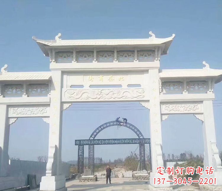 宁夏石牌坊三门牌坊石雕 (4)