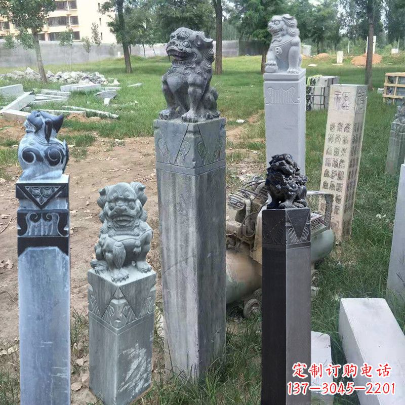 宁夏石狮子拴马柱