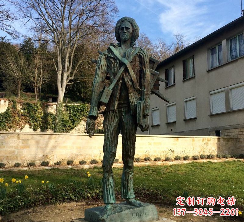 宁夏世界名人荷兰印象画派画家梵高青铜雕像