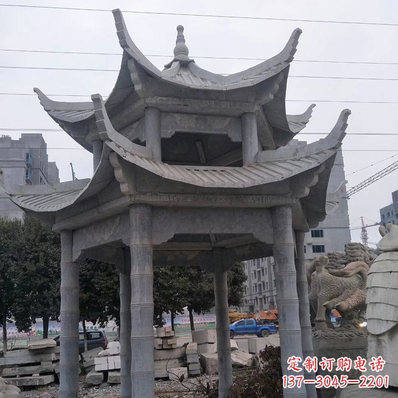 宁夏双层八角石雕凉亭