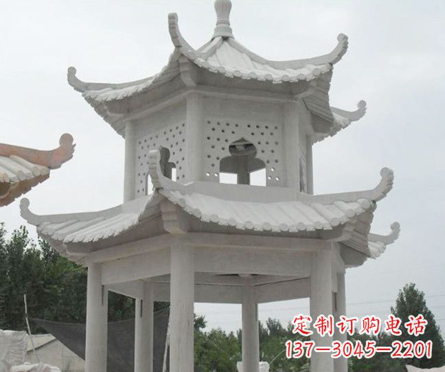 宁夏双层大理石凉亭石雕