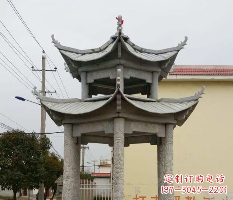 宁夏双层仿古凉亭石雕 (2)