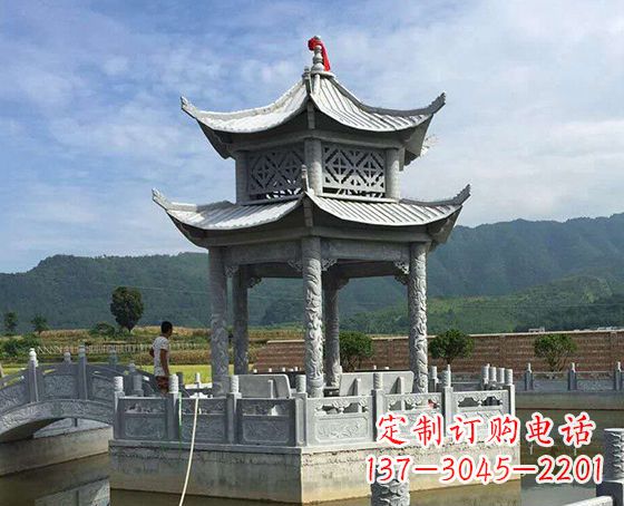 宁夏双层仿古凉亭石雕_1