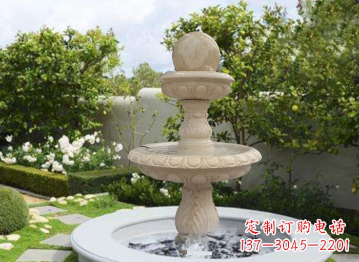 宁夏双层风水球喷泉别墅石雕
