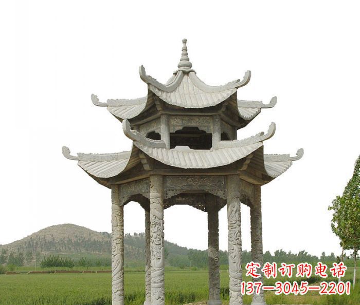宁夏双层仿古石雕凉亭