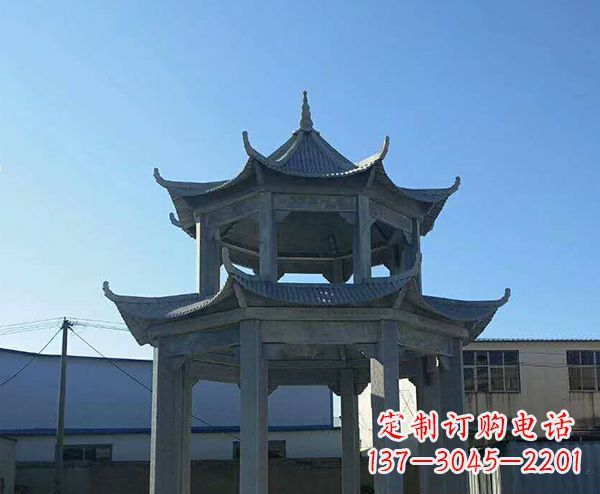 宁夏双层仿古石凉亭石雕_1