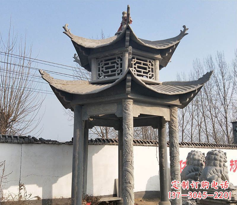 宁夏双层户外凉亭石雕 (2)