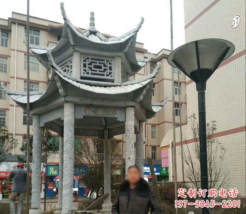 宁夏双层六角凉亭石雕