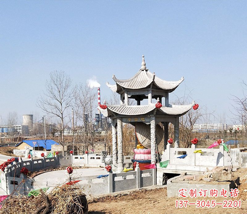 宁夏双层石凉亭石雕 (2)