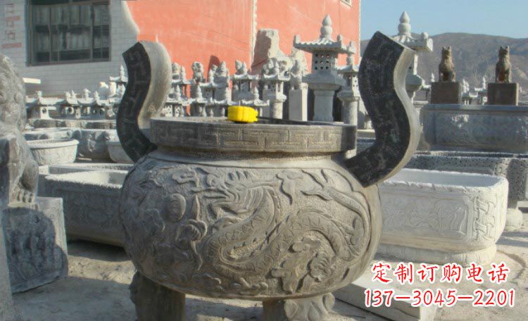 宁夏双龙戏珠浮雕香炉铜雕