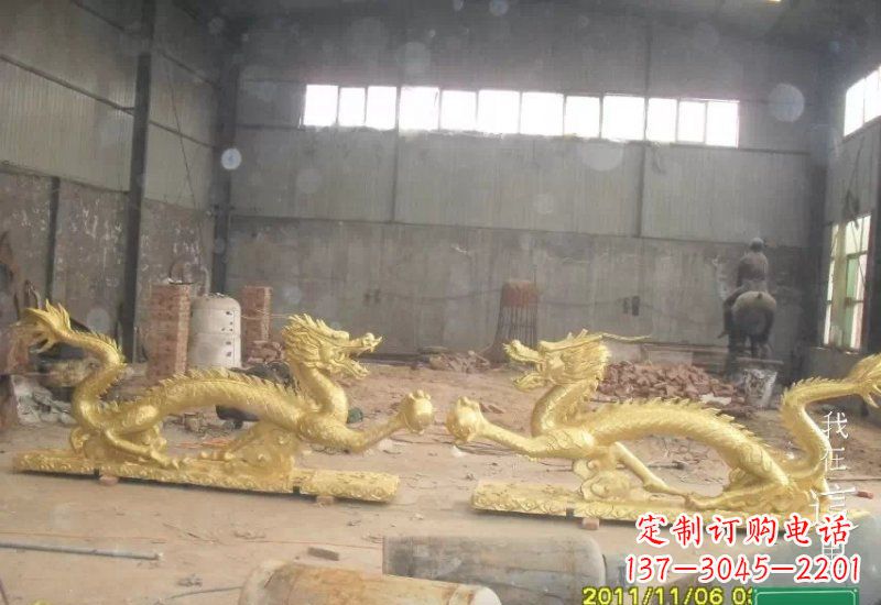 宁夏双龙戏珠铜雕
