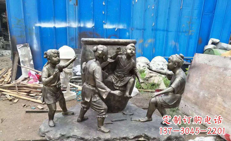宁夏司马光砸缸铜雕 (2)