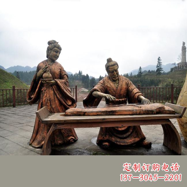 宁夏司马相如与卓文君铜雕塑像-城市广场历史名人情景雕塑