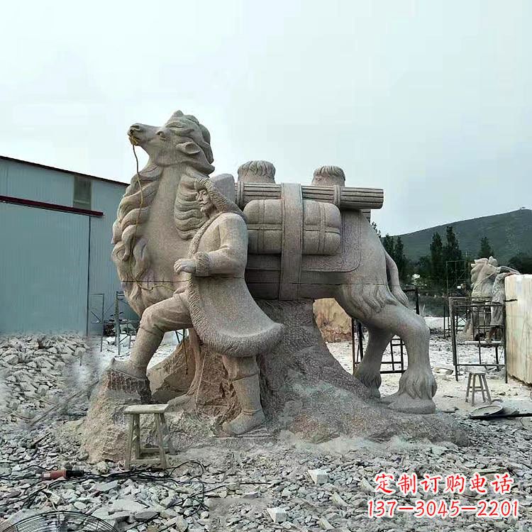 宁夏丝绸之路骆驼情景石雕