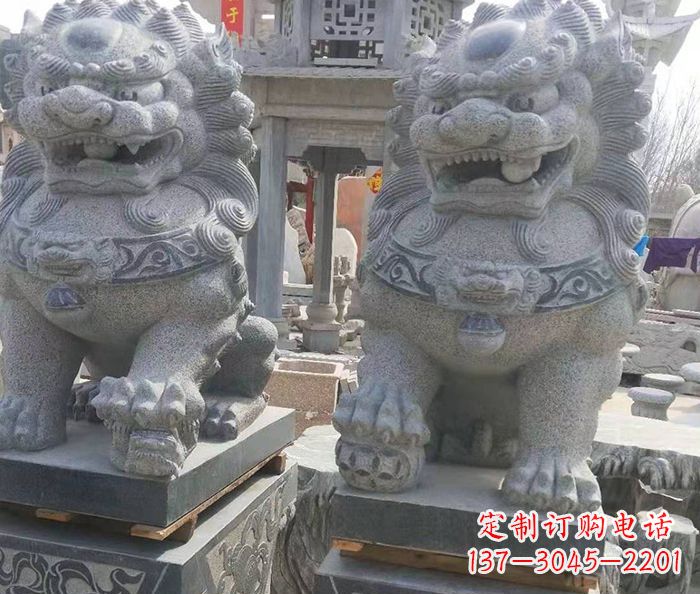 宁夏寺庙景观仿古石狮子 (3)
