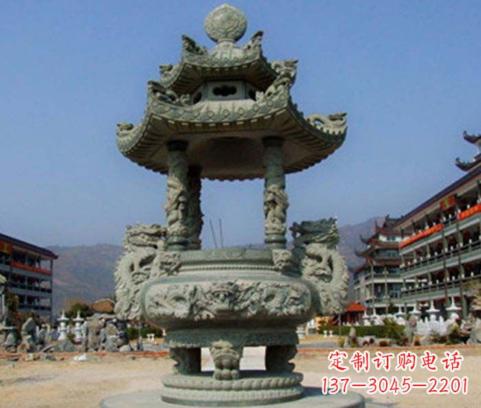 宁夏寺庙景观仿古石香炉