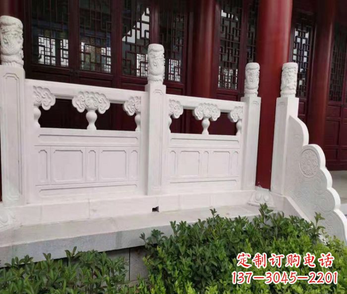 宁夏寺庙景观汉白玉石浮雕栏板 (3)