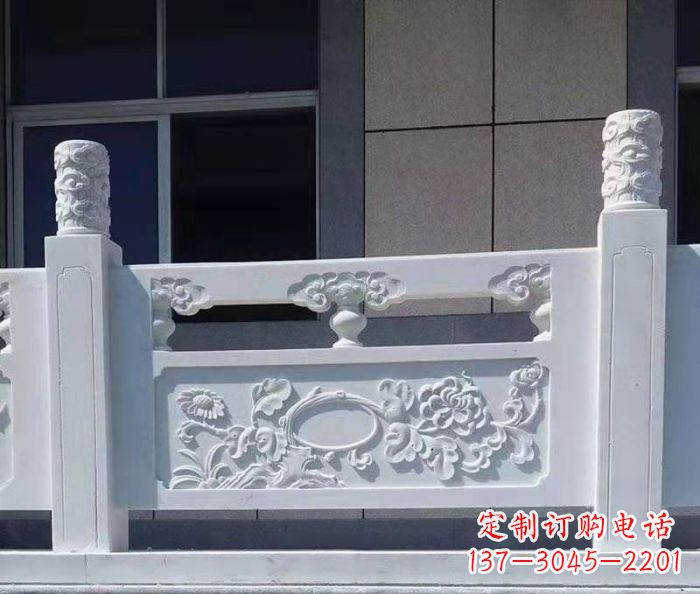 宁夏寺庙景观汉白玉石浮雕栏板 (4)
