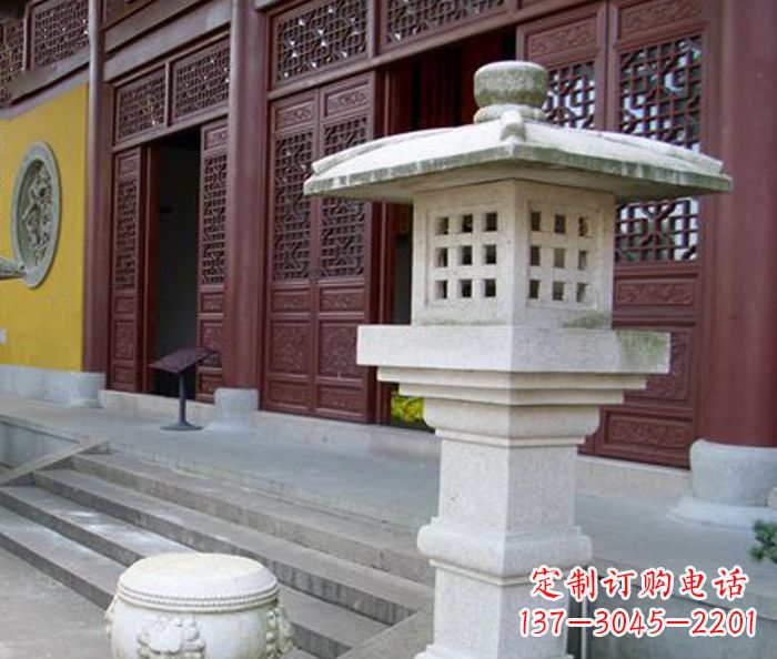 宁夏寺庙景观镂空石灯石雕