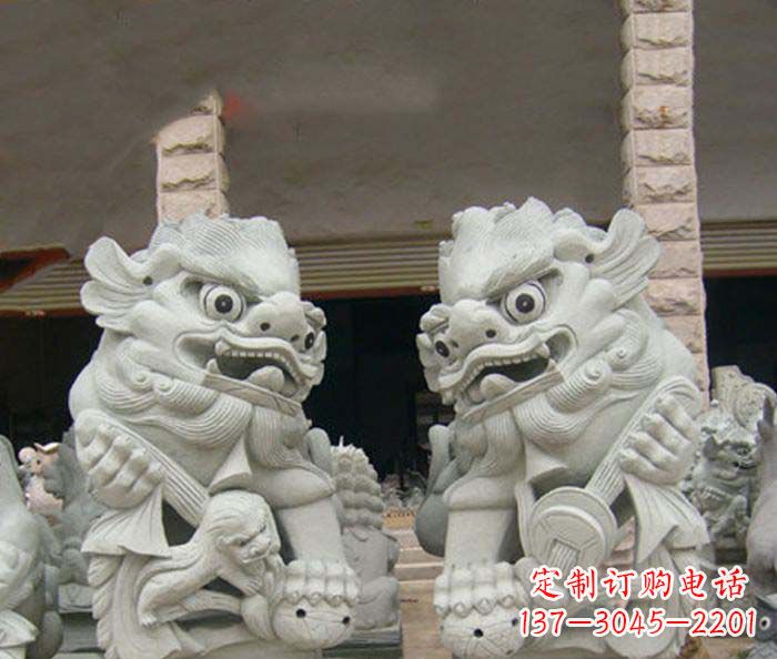 宁夏寺庙景观南方狮子石雕 (2)