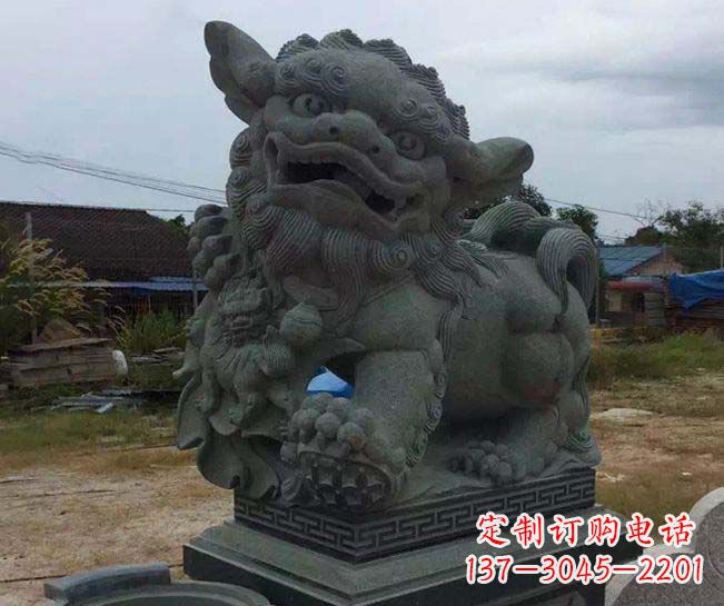 宁夏寺庙景观南方狮子石雕
