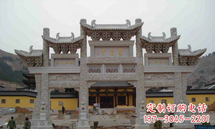 宁夏寺庙景观三门五楼石牌坊