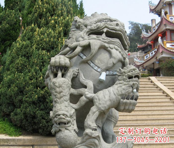 宁夏寺庙景观狮子石雕