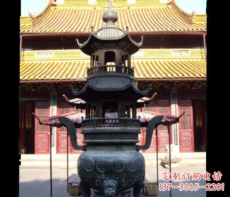 宁夏寺庙景观香炉铜雕
