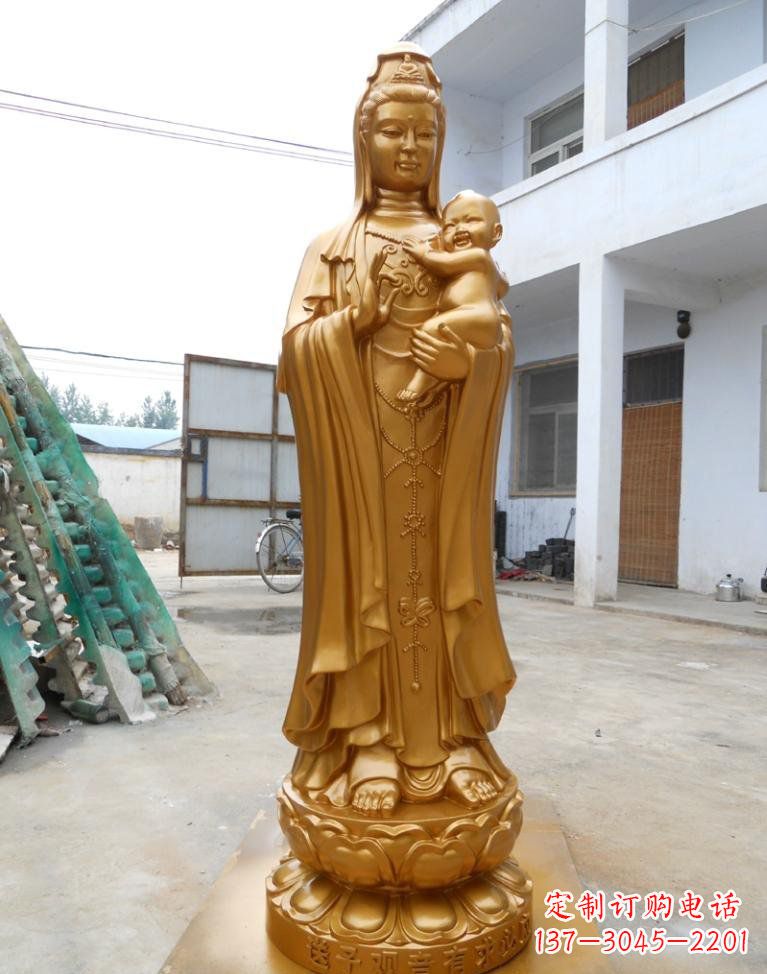 宁夏寺庙立式送子观音铜雕