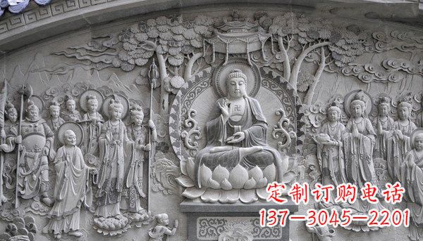 宁夏寺庙墙壁石浮雕佛像