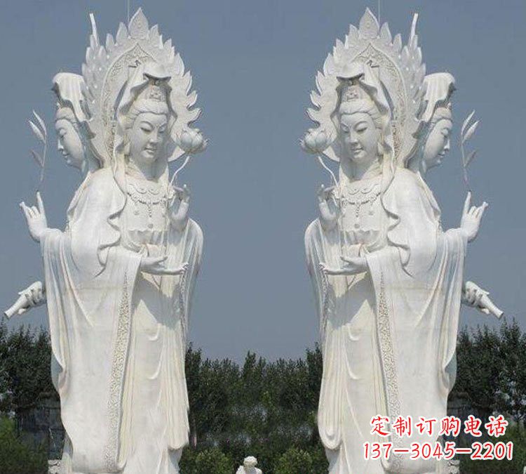 宁夏寺庙三面观音菩萨雕塑