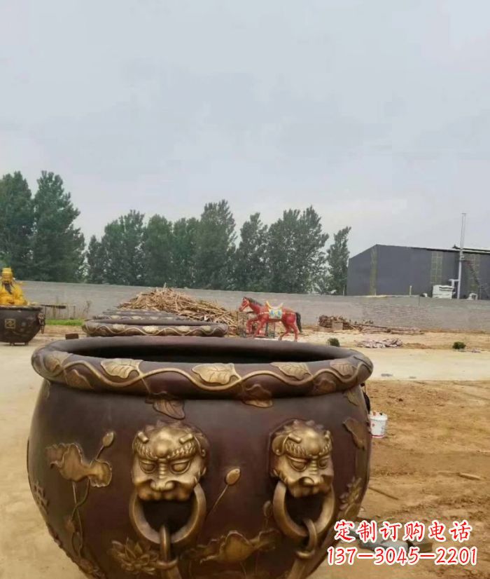 宁夏寺庙水缸铜雕 (4)
