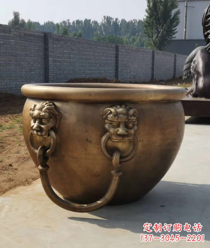 宁夏寺庙铜雕水缸