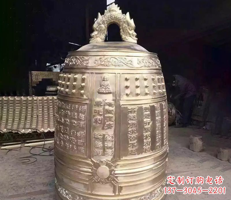 宁夏寺庙铜钟雕塑 (3)