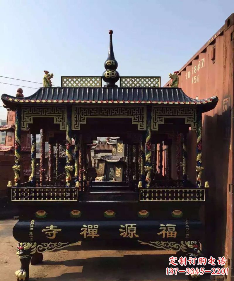 宁夏寺庙香炉铜雕 (2)