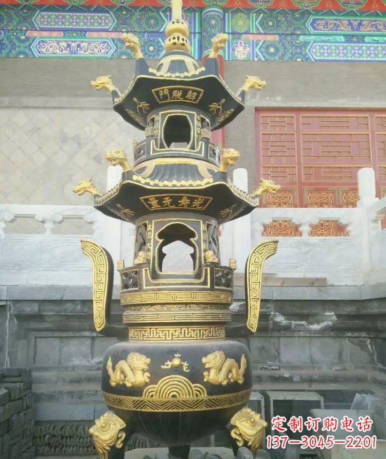 宁夏寺庙香炉铜雕_1