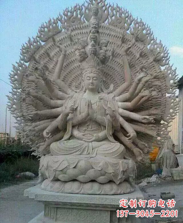 宁夏寺庙坐式千手观音石雕