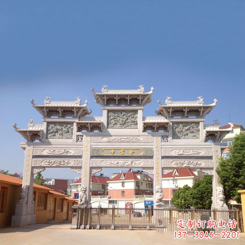 宁夏寺院大门石雕牌楼