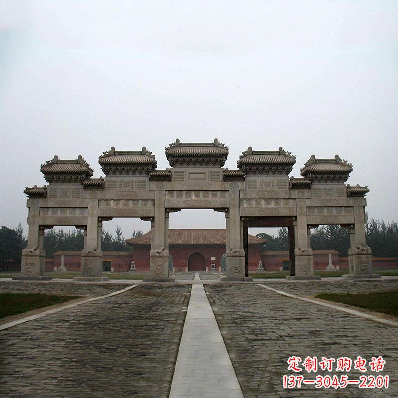 宁夏寺院五门石牌楼