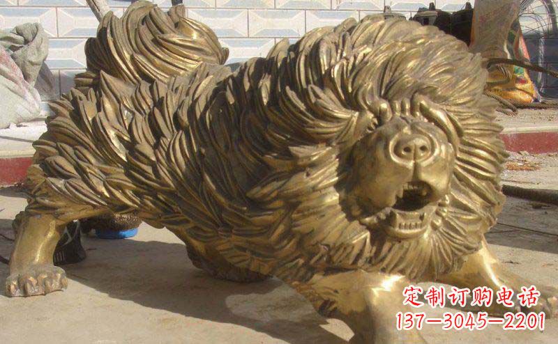 宁夏松狮犬动物铜雕