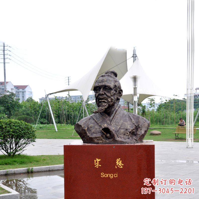 宁夏宋慈铸铜头像雕塑-古代十大名医园林广场人物雕塑